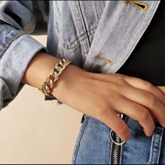 Gold Miami Cuban Aluminum Chain Bracelet - Picture 4 of 10